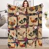 Cute Chicken Print Super Soft Flannel Blanket Bedding Decorative Blanket Living Room Lunch Break Blanket