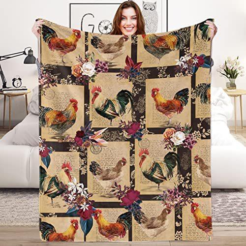 Cute Chicken Print Super Soft Flannel Blanket Bedding Decorative Blanket Living Room Lunch Break Blanket
