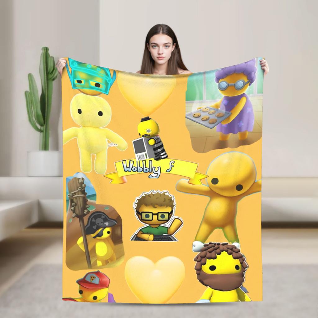 Wobbly Life Sandbox Game Fashion Blanket Cartoon Funny Flannel Novelty Warm Throw Fashion Blankets for Coverlet Decoration Outdoor