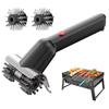 Stainless Steel Electric BBQ Cleaning Brush Double Wheel Roller Grill Brush  Household