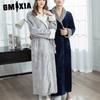 GMXIA Autumn and Winter Flannel Bathrobes with Fleece and Thickened Layers, Couple Styles, Men's Long Pajamas, and Women's Cute Home Wear