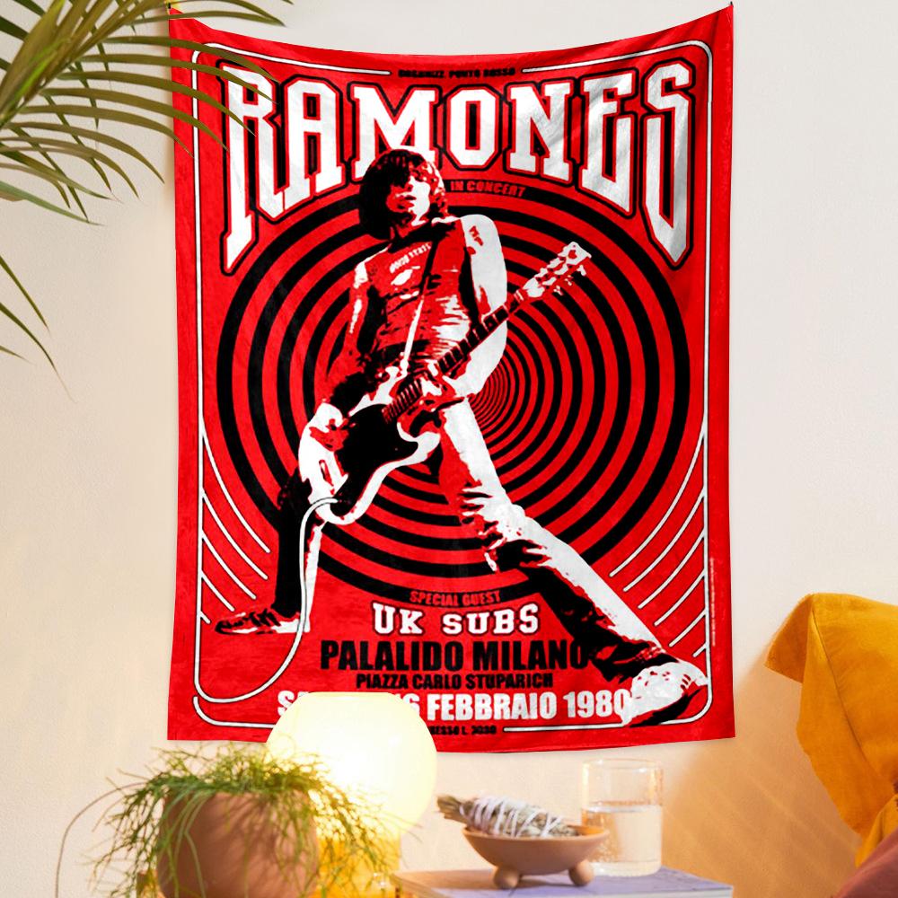 Ramones 1980 Concert Red Rock Music Fans Bohemian Tapestry for Fans Home Decor