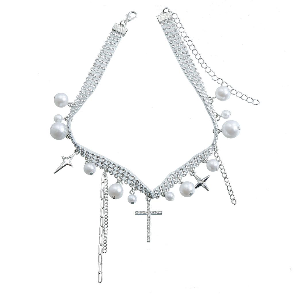 Дизайн ювелирных изделий Легкая роскошь Полностью бриллиантовое колье Кисточка Крест Бабочка Любовь Ожерелье Цепочка для ключицы