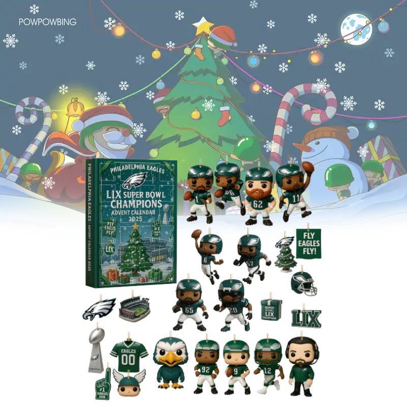Рождественский календарь Philadelphia Eagles в формате «слепой коробки» с акриловыми украшениями для подарков на праздничную вечеринку
