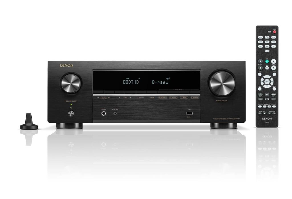 AV-ресивер Denon Surround 8K Ultra eARC AVR-X580BT 5.2-канальный HD, HDR10+, совместимый/черный AVR-X580BTK