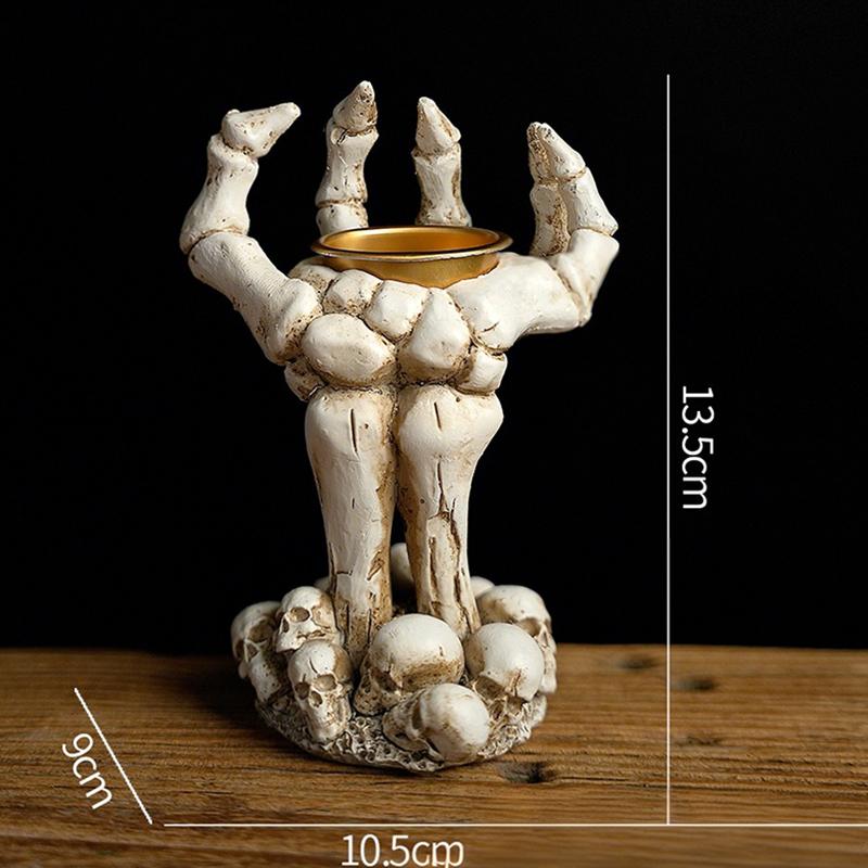 Хэллоуин Череп Рука Подсвечник Подсвечник Украшения Смола Череп Хэллоуин Настольный Декор Веранды Подарки Декор Для Стола
