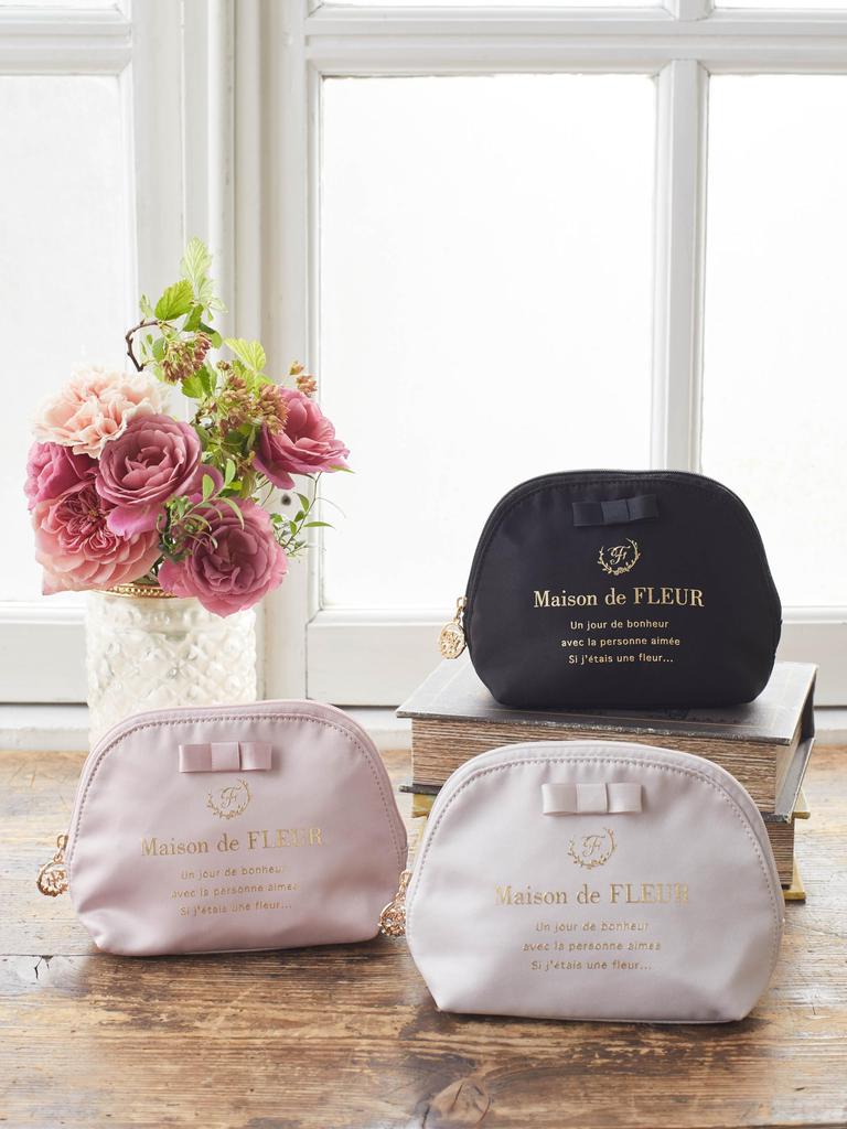 De Pouch Satin Ribbon Round Pouch 8A43FJJ0200 Grayish Pink [Maison Fleur] Women's