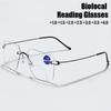 Rimless Biofocal Reading Glasses for Both Near and Far Presbyopia GLasses for Men Women Anti Blue Light Ultralight Eyewear