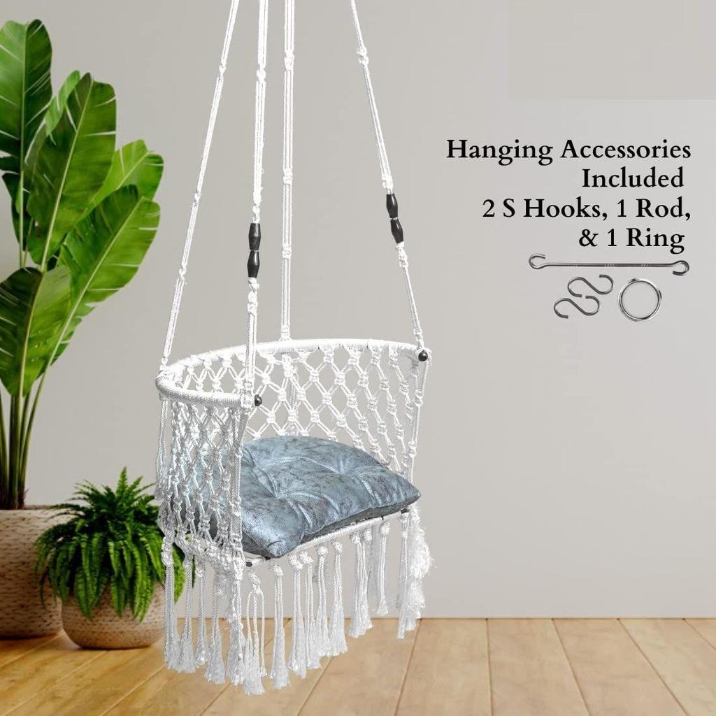 Sinfgle Seater Polyester Premium C Shape Swing For Adults/Kids For Home/Balcony, Garden/Hammock Hanging Swing Chair
