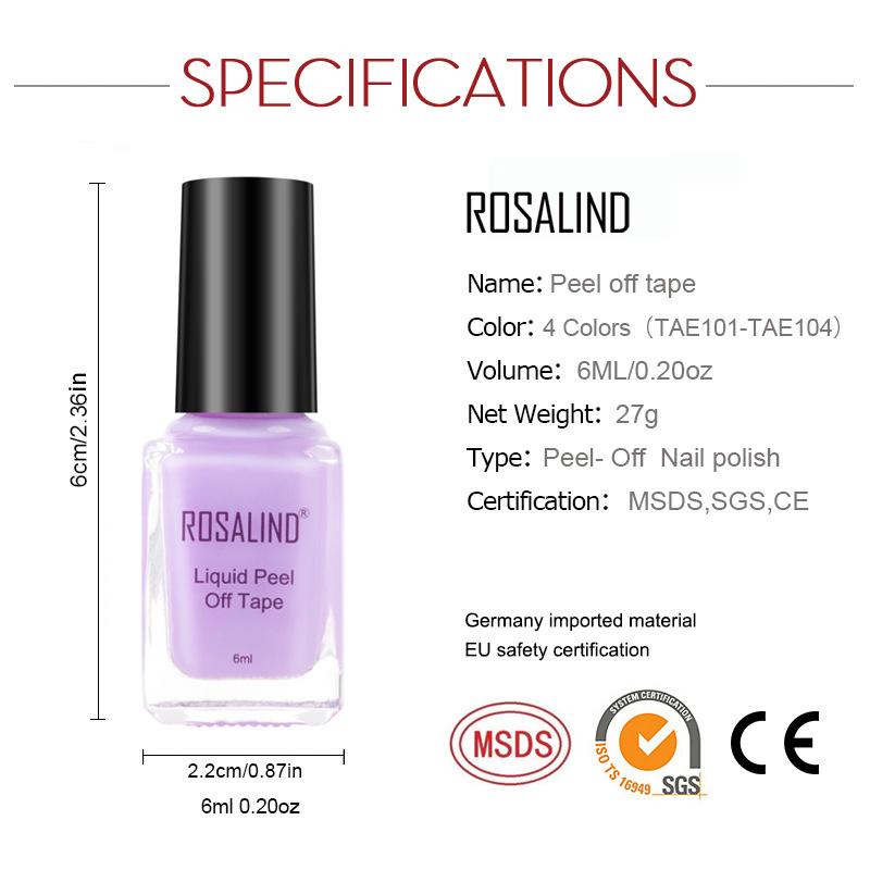 ROSALIND 6 мл отшелушивающая латексная жидкая лента для ногтей, естественно сухой инструмент для ухода за ногтями без запаха