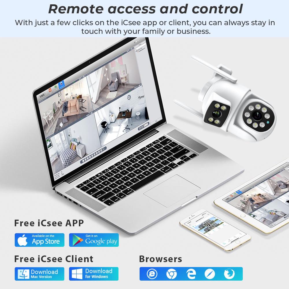 360° Dual-Screen Wireless Binocular Security Camera with Night Vision