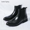 Golden Sapling Party Boots for Men Fashion Leisure Shoes Elegant Platform Flats Men's Chelsea Boot Casual Business Dress Shoe