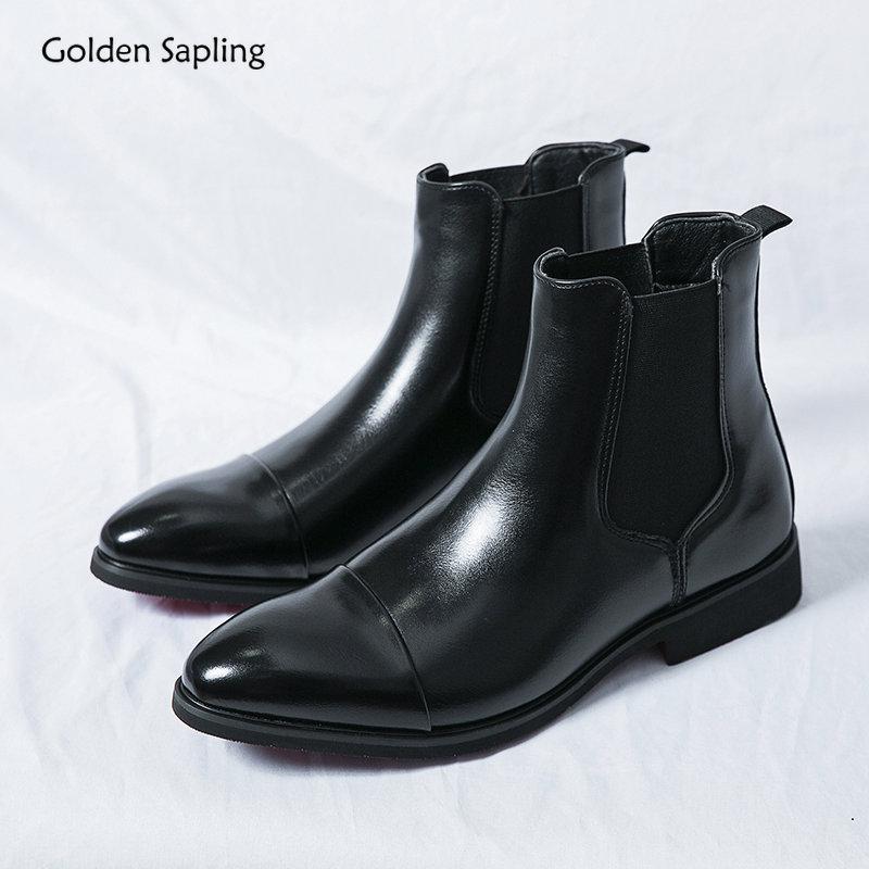 Golden Sapling Party Boots for Men Fashion Leisure Shoes Elegant Platform Flats Men's Chelsea Boot Casual Business Dress Shoe
