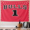 Bulls Jersey Design Red Background Pattern Wall Hanging Tapestry Decorative Tapestry Home Decor for Bedroom and Living Room