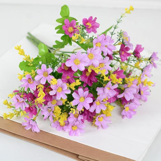 28 Головок Искусственных Цветов для Улицы, УФ-Стойкие, Искусственный Шелк, Полевые Цветы со Стеблем, Поддельный Цветочный Ансамбль для Горшка, Подвесной Кашпо, Веранда, Патио