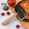 Stainless Steel Pizza Dough Lattice Roller Cutter with Wooden Handle Grid Pattern Maker for Biscuits Cookies Pies Cakes