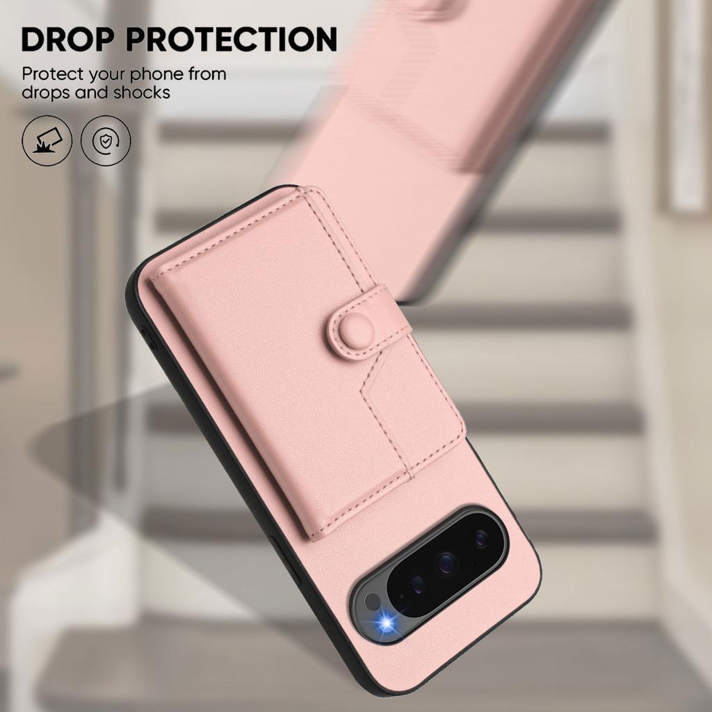 For Google Pixel 10 Pro/Google Pixel 10 Case RFID Blocking Card Holder Kickstand TPU + PU Leather Phone Back Cover