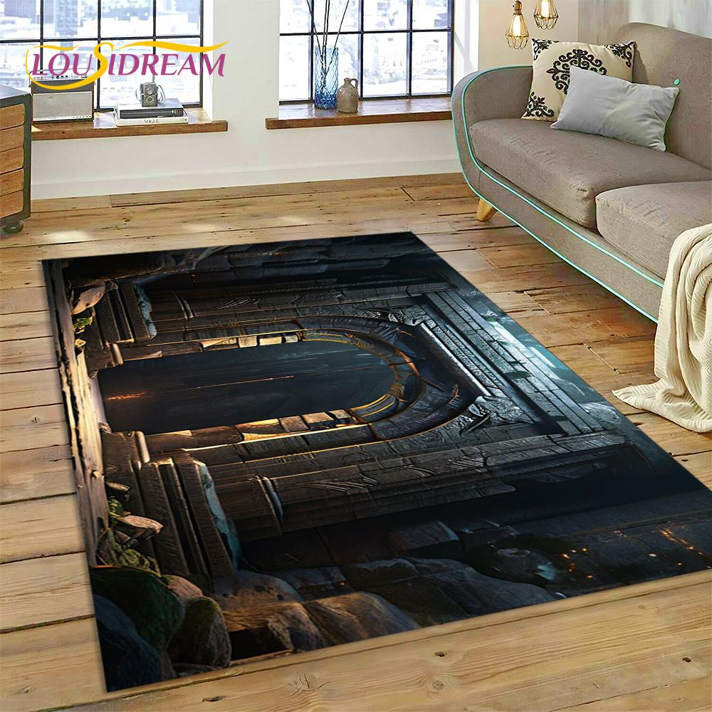 3D Ковер-иллюзия Ворота Храма Бога для Гостиной, Спальни, Дома, Декор Дивана, Ковер для Игровой Зоны Детей, Нескользящий Коврик