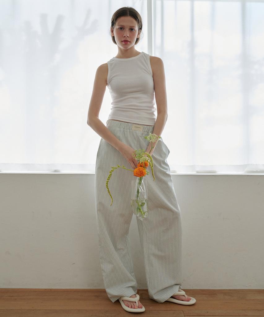 LOSSYROW Summer Stripe Long Pants Sky Blue