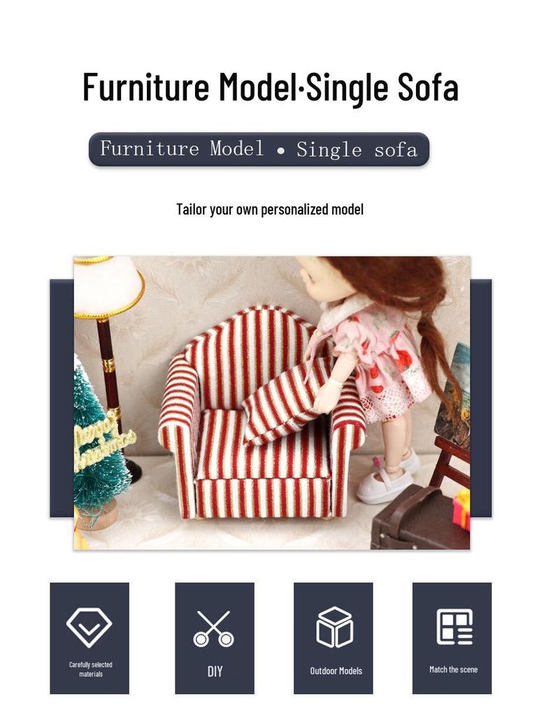 1:12 Миниатюрной мебели для кукольного домика - Одиночный диван для миниатюрной сцены и куклы OB11