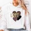 Women Hoodies Tops Funny Heart Leopard Print Hoodie Fashion Clothing Casual Female Sweatshirts Heart Leopard Fashion Streetwear