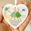 Friendship Sea Glass Christmas Ornament Round/Heart Shaped Friendship Keepsake for Best Friends Handmade Sea Glass Art Hanging Ornament for Christmas
