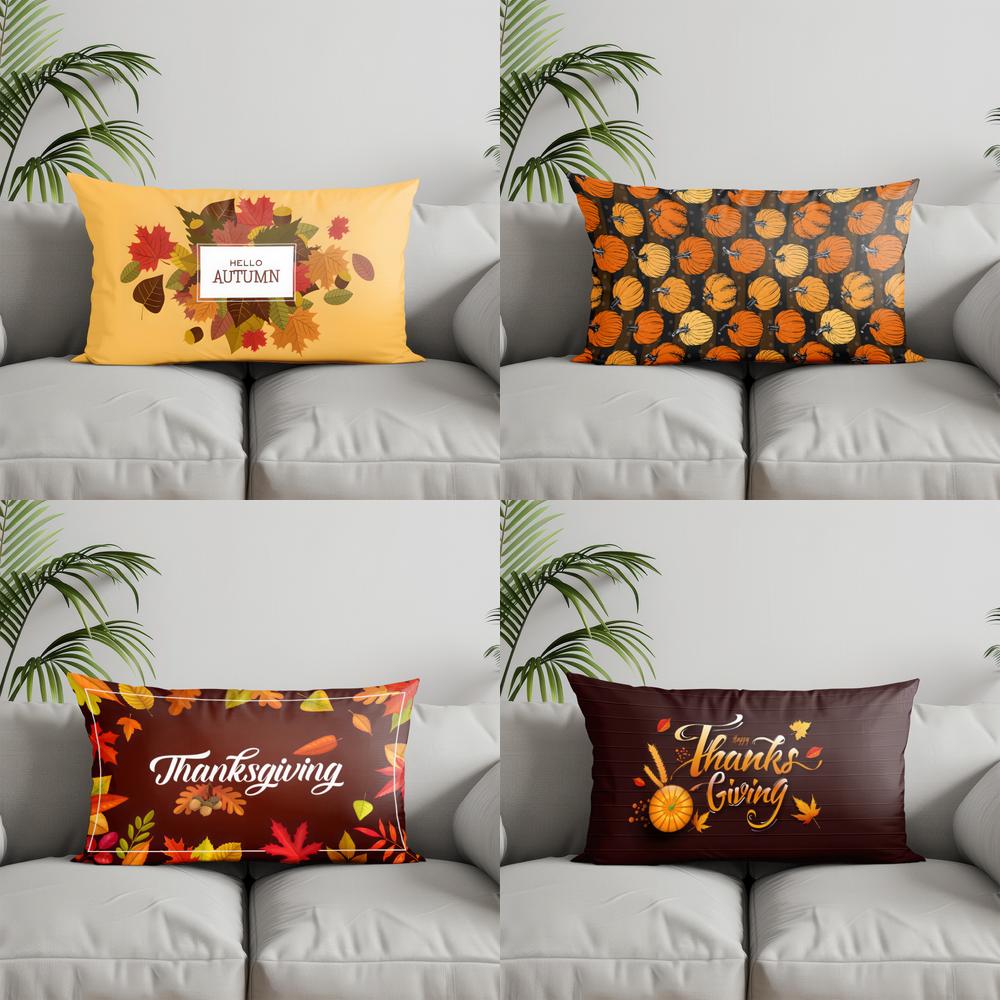 Home Decor Autumn Leaves Welcome Pillow Suitable For Sofa Bedroom Car Pillow Cover Cushion Rectangular Back Cushion