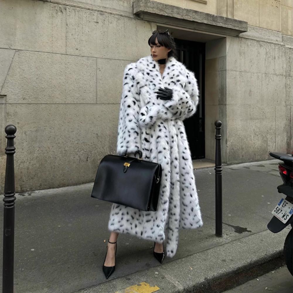 Зимняя новая женская одежда костюм воротник лисьего меха имитация пальто удлиненный свободный тренчкот