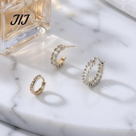 Fashionable Zircon Circle Hoops 3Pcs Elegant Zirconia Full Stud Earrings Set, Comfortable Piercing Hoop Earring, Hypoallergenic Copper Jewelry Gift