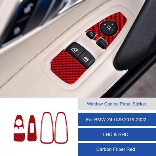 5x Red Carbon Fiber Car Inner Door Switch Panel Sticker For BMW Z4 G29 -