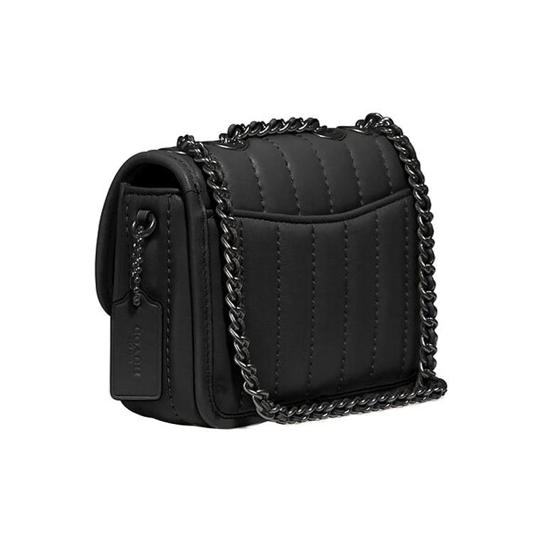 Coach Madison 15 Quilted Flap Chain Leather Mini Shoulder Bag Women bags Black 4870-V5BLK