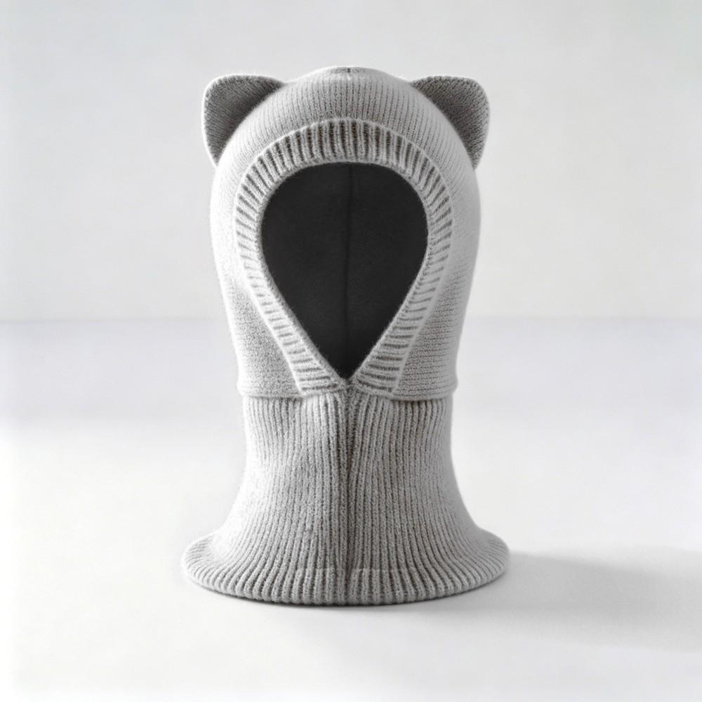 Breathable Cat Ear Knit Cap Solid Color Kids Scarf Hat Gift Balaclava Hooded Beanie Winter
