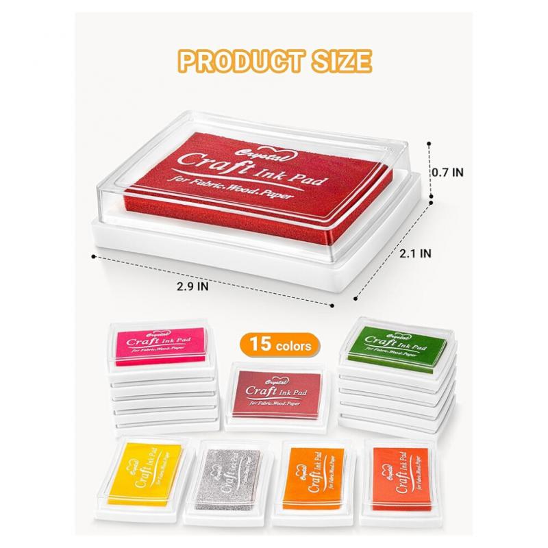 15-цветный набор штемпельных подушечек для детей и взрослых – идеально подходит для DIY-проектов на бумаге, дереве и ткани
