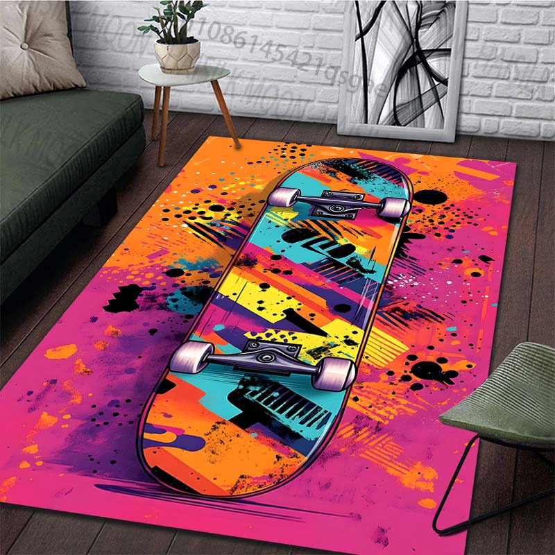 Creative Colorful Skateboard Print Rug Carpets for Bedroom Living Room Sofa Mat Door Mat Dressing Room Rugs Large Size
