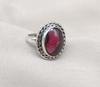Pink Garnet 925 Sterling Silver Ring: Handmade Boho Statement Jewelry