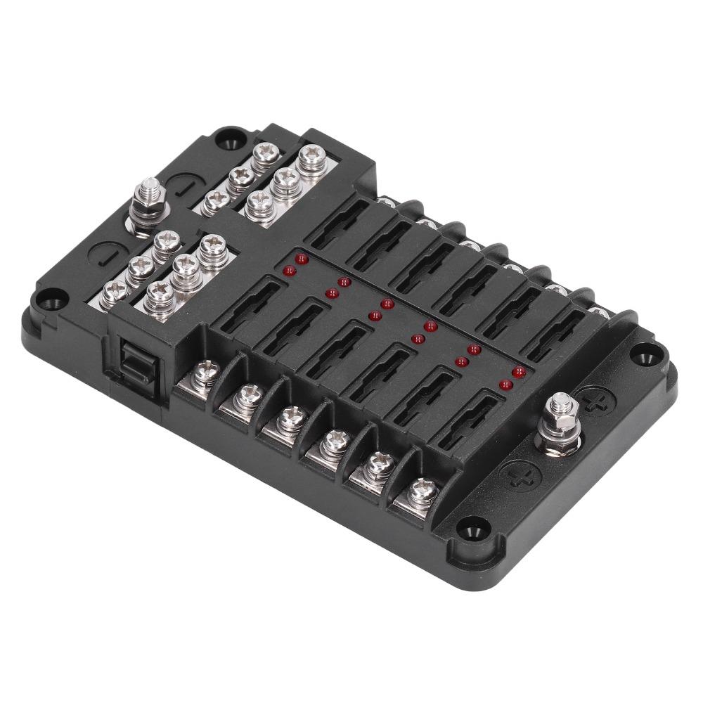 Universal 12 Way Fuseing Box Holder Waterproof Cover LED Indicator Box Holder Fuseing Block Marine