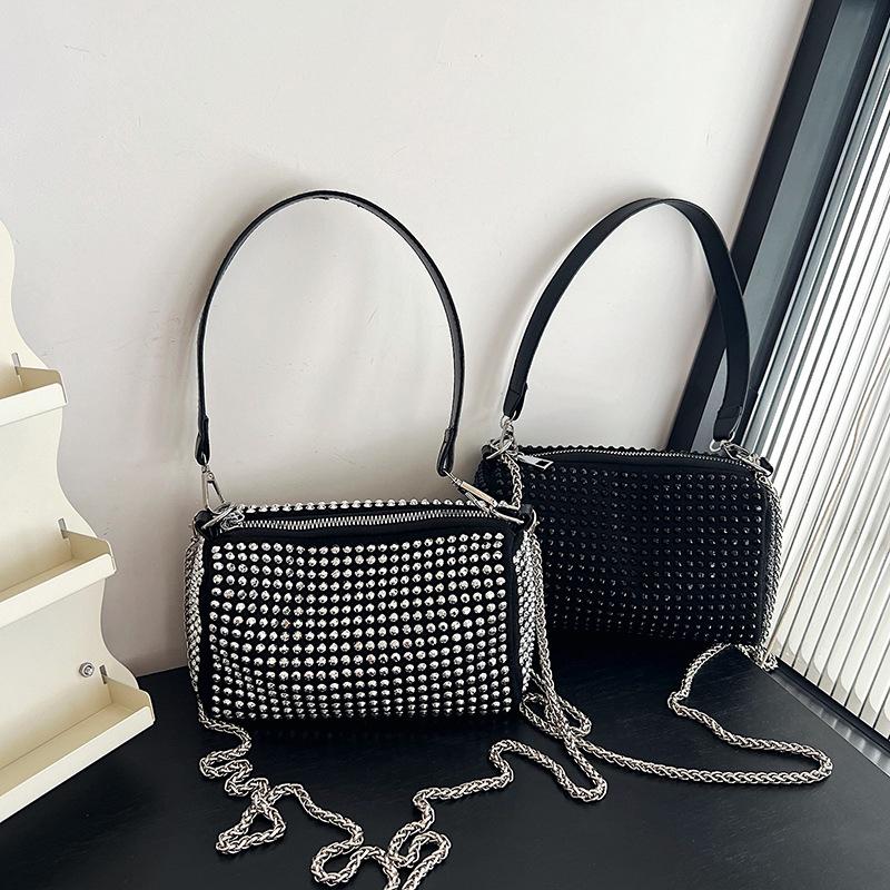 Rhinestone Luxury Evening Bag Ladies Cylinder Diamond Crossbody Bag Party Fashion Handbag Designer Shoulder Bag For Women