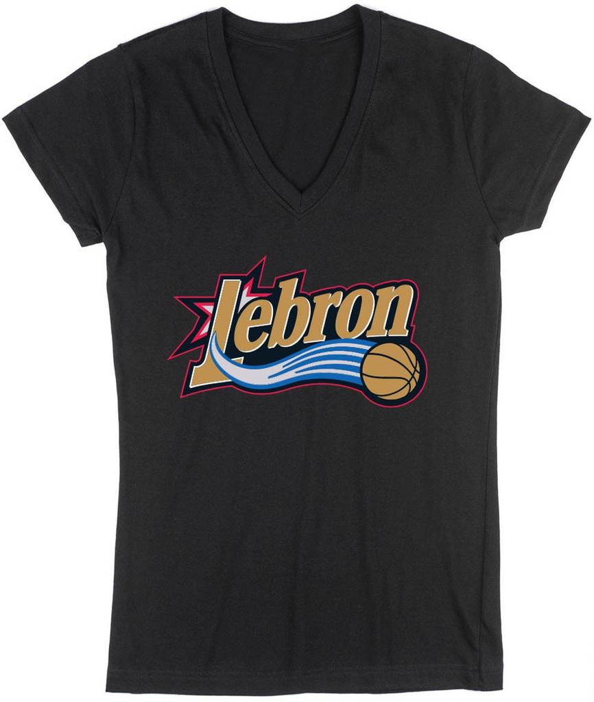 Lebron James Philadelphia 76ers Logo LADIES V-Neck Shirt T-Shirt Adult XL