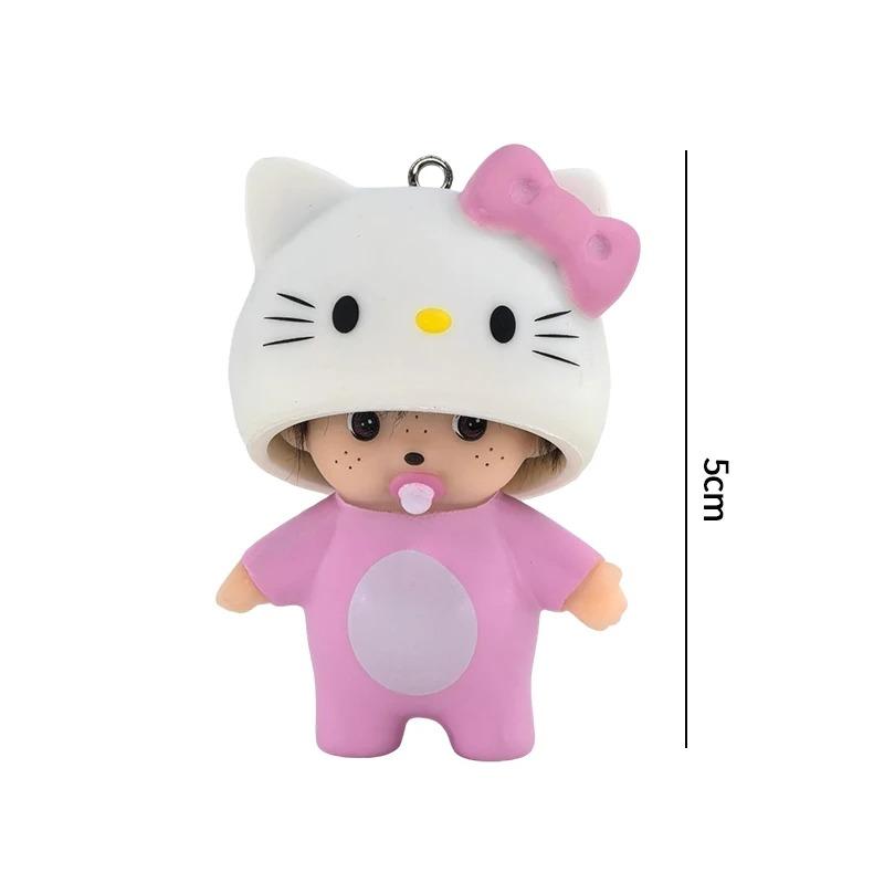 Hello Kitty Monchhichi Виниловая фигурка Брелок Милый Аниме Брелок Автомобиль Сумка Подвеска Настольное украшение Свадебный подарок для фанатов Дети