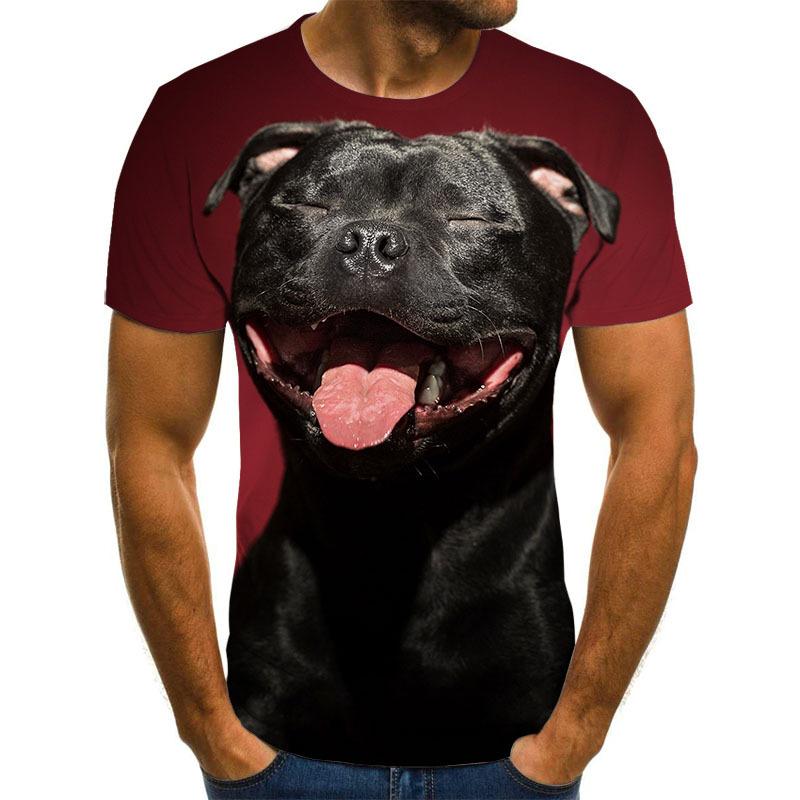 Summer Round Neck 3D Pet Dog Print Top Fashionable Casual Short Sleeved Men's T-shirts