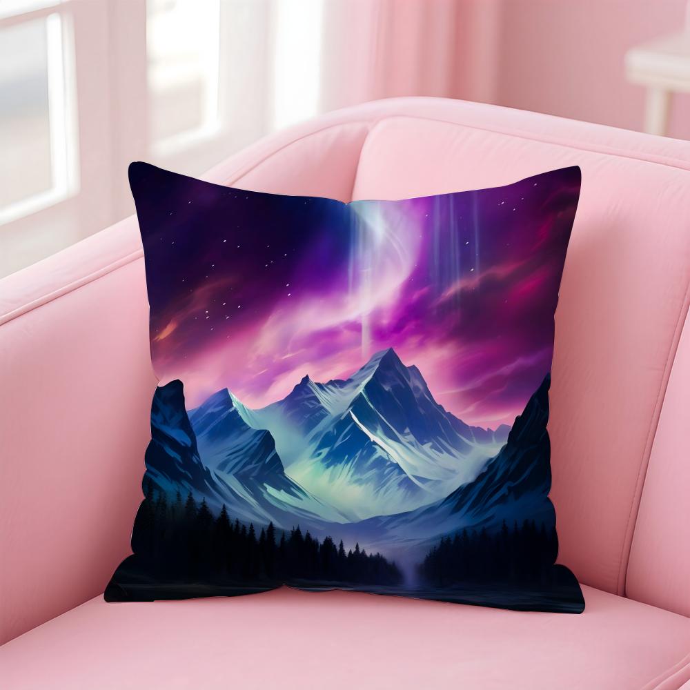 Dreamy And Beautiful Arctic Aurora Cushion Cover Pillow Case Soft Skin Friendly Fabric Concealed Zipper