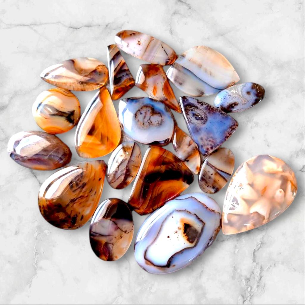 Лечебные камни, кабошон из натурального монтанийского агата, лот россыпью кабошонов, смешанный лот, лот лечебных драгоценных камней для изготовления ювелирных изделий.