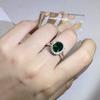 Round Ring Diamond Classic Fashion Women Zircon Wedding Green Crystal Jewelry