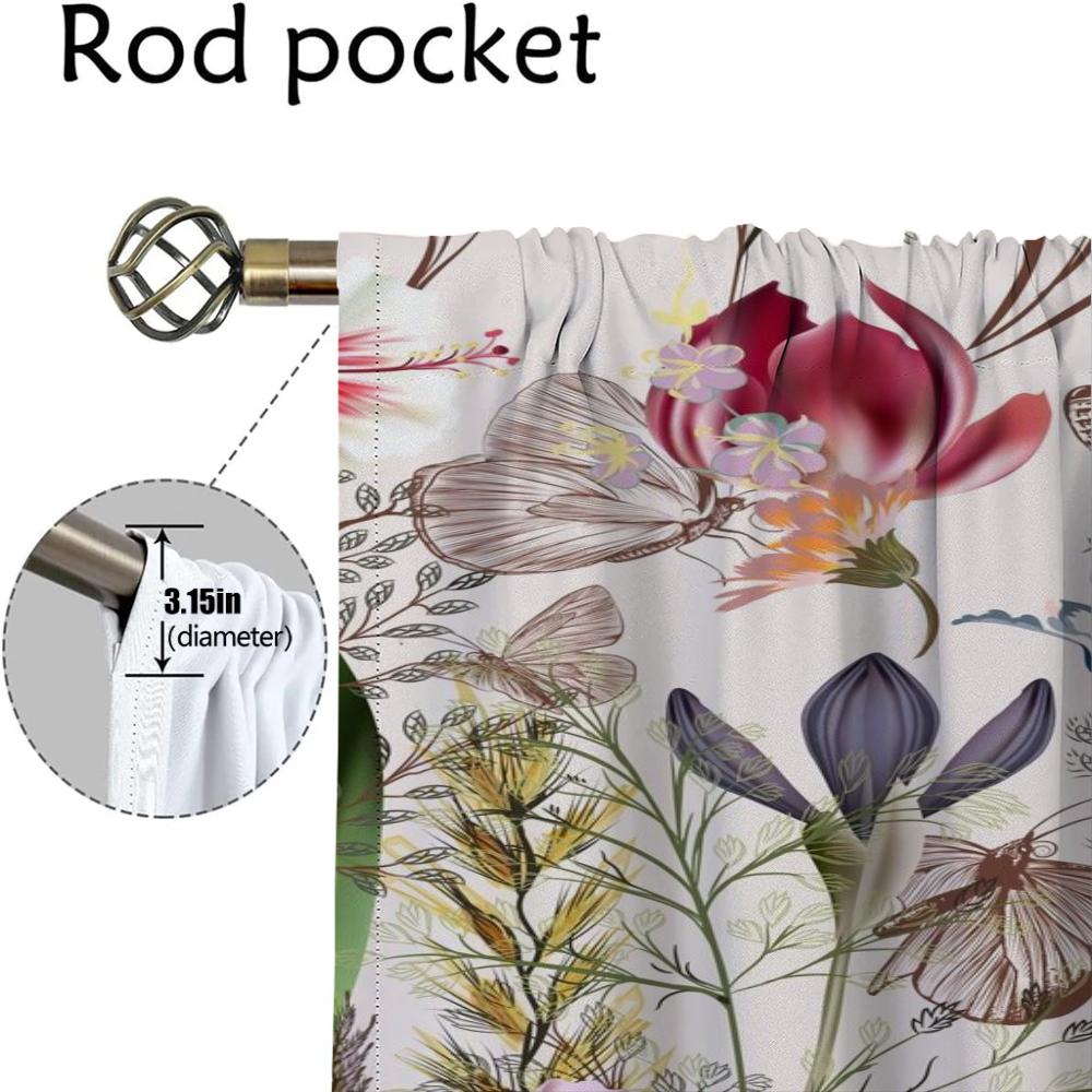 Домашний интерьер Шторы для камеры Цветочные затемняющие шторы для комнаты 2 Панельные жалюзи Разделение Хэллоуин Украшения Гостиная Кухня