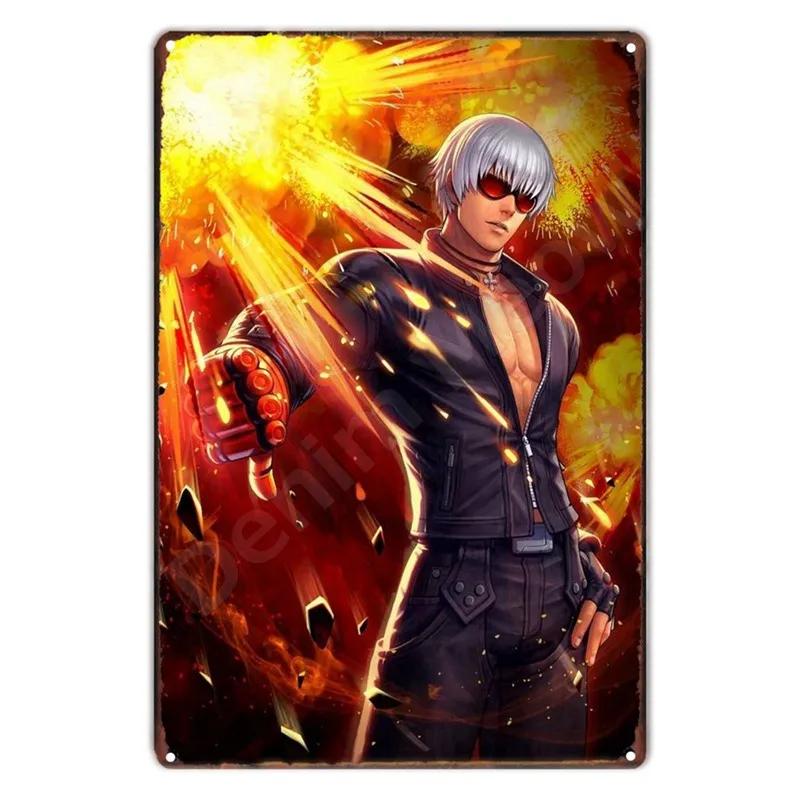Аниме The King Of Fighters Винтажная Металлическая Табличка, Постер Настенного Искусства, Файтинги, Ретро Табличка для Бара, Клуба, Мужской Пещеры, Домашний Декор Стен
