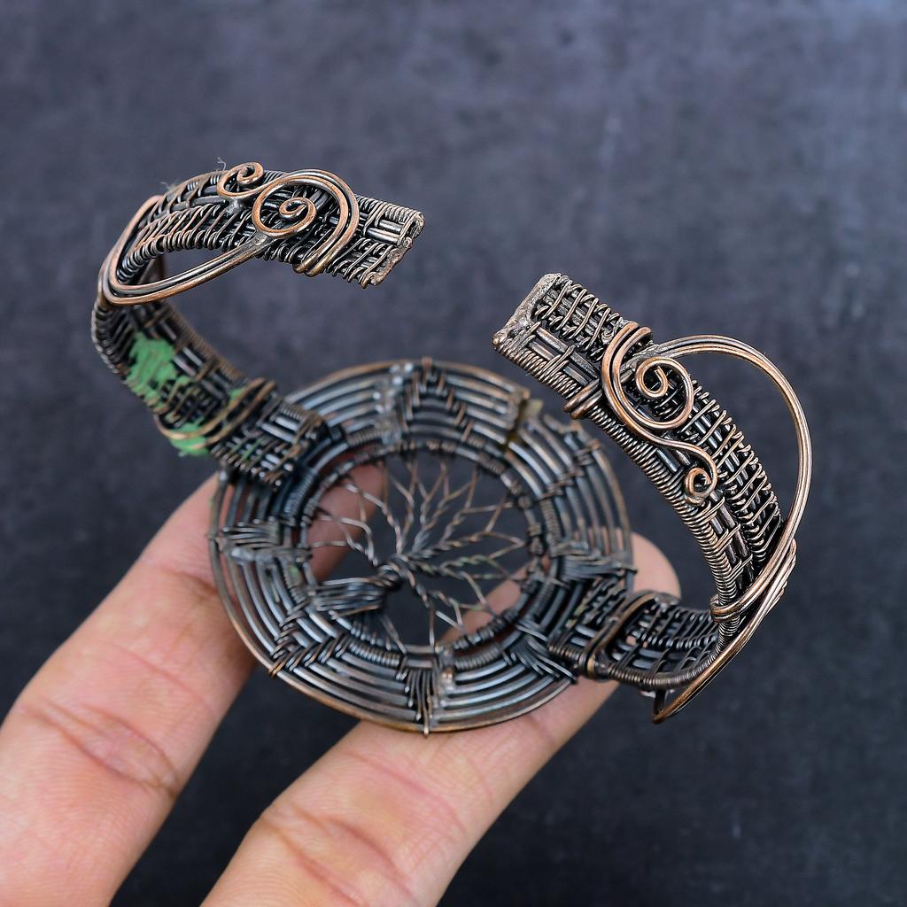 Натуральный вид меди Драгоценный камень Медная проволока Обмотка Манжета Браслет Регулируемый a9d27