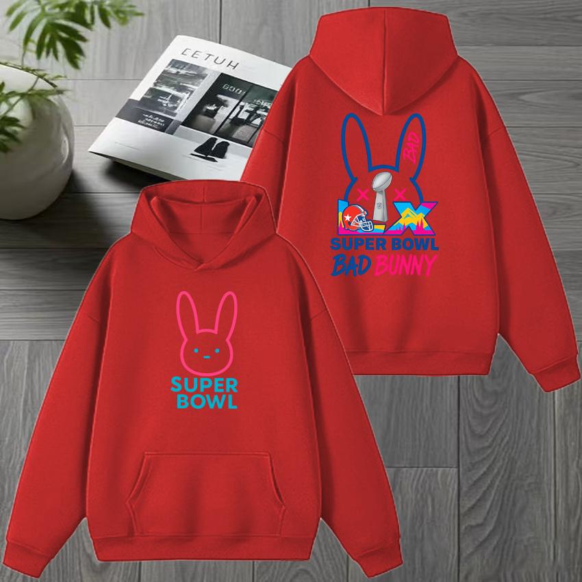 Rapper Bad Bunny Super Bowl 2025 Double Sided print Hoodies Unisex Fleece Casual Sweatshirt Unisex harajuku Casual streetwear