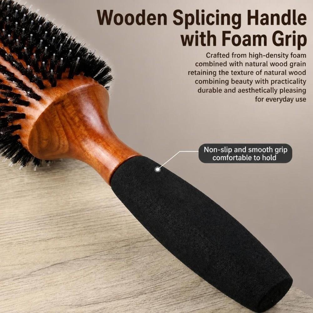 Wooden Handle Round Hair Brush 5 Sizes Styling Hair Brush Professional Boar Bristle Brush Home Use