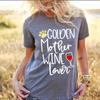 Summer Fashion "Golden Mother Wine Lover" Letter Print T-shirt Graphic Cute Women Fashion Tees Dog Paw Tops