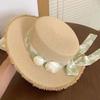 New bow lace straw hat women's summer seaside beach vacation sun hat large brim sun protection hat